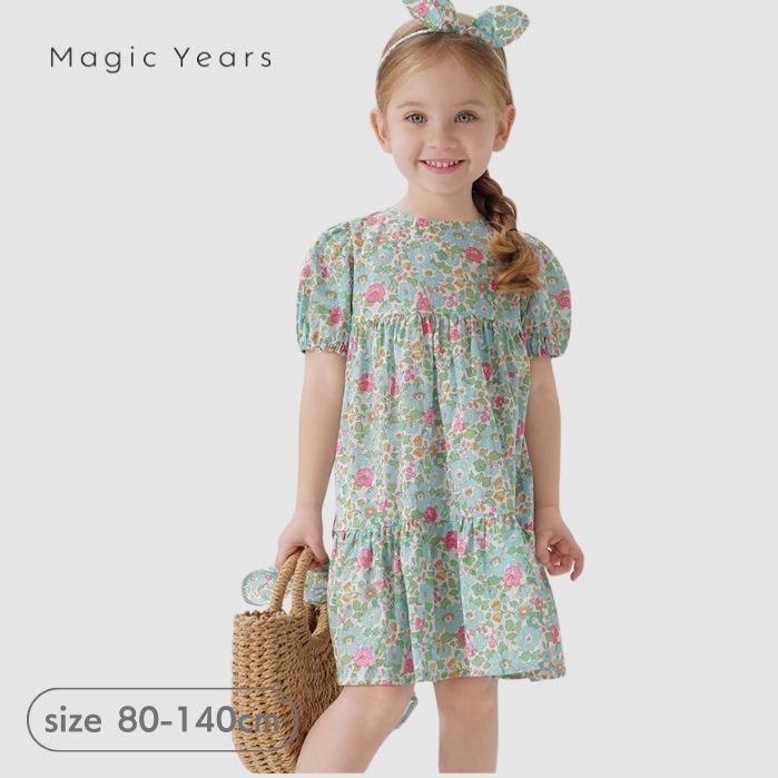 ワンピース キッズ 女の子 リバティ ワンピース ティアードワンピース 総柄 小花柄 シック 上品 