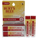 【正規品】【送料無料】 Burts Beesオ`ルデイモイスチャ` リップバ`ム ツインパック SPF15男性?女性用2x5ml