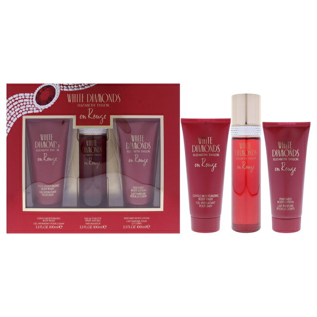 White Diamonds En Rouge by Elizabeth Taylor for Women - 3 Pc Gift Set 3.3oz EDT ...