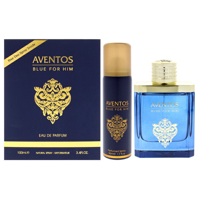 Aventos Blue by Fragrance World for Men - 2 Pc Gift Set 3.4oz EDP Spray, 1.7oz B...