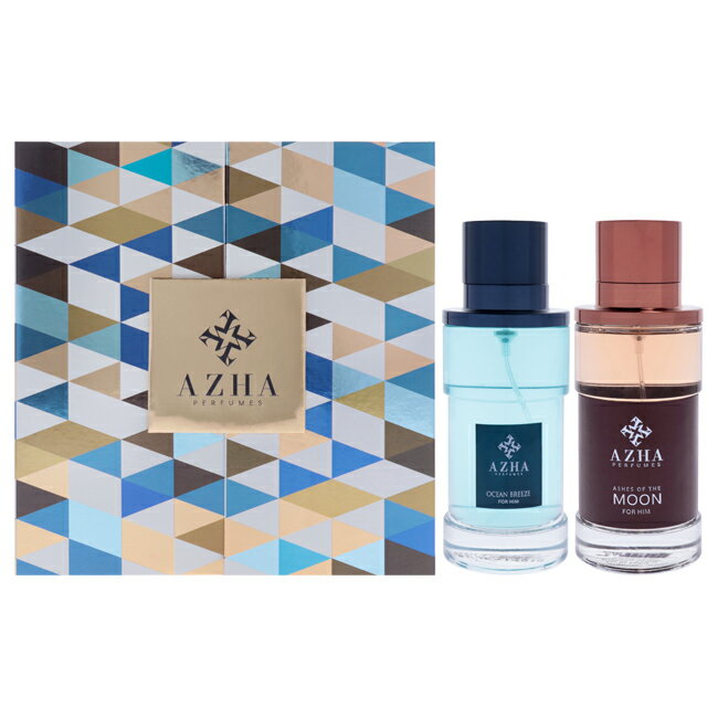 Azha Perfume by Azha for Men - 2 Pc Gift Set 3.3oz Ashes of Moon EDP Spray, 3.3oz Ocean Breeze E..