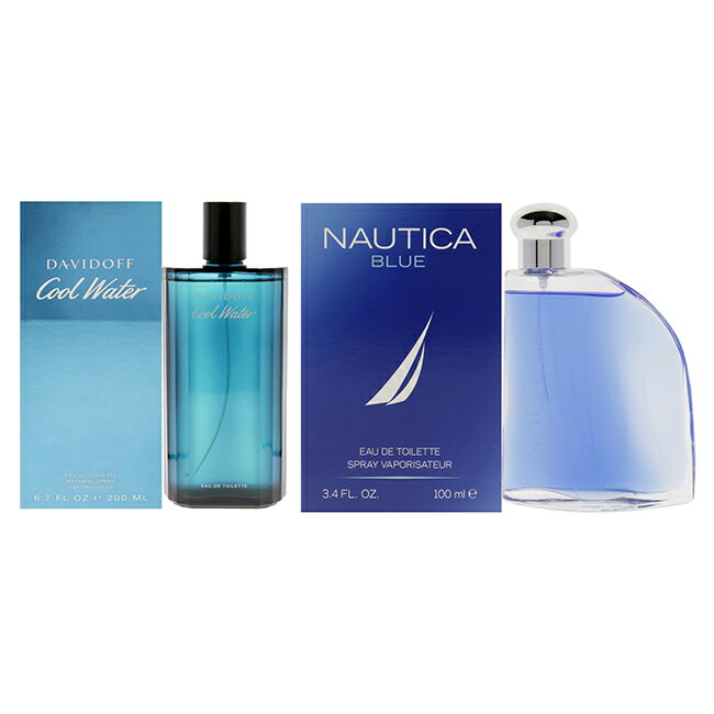 Cool Water and Nautica Blue Kit by Various Designers for Men - 2 Pc Kit 6.7oz ED...