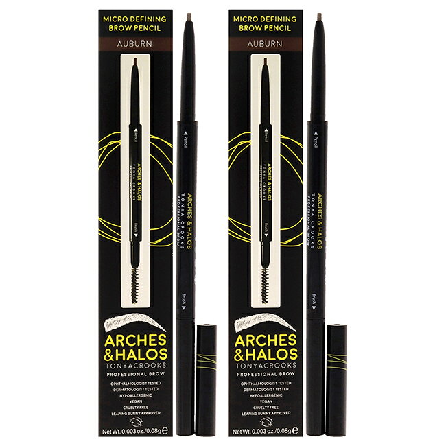  Micro Defining Brow Pencil - Auburn by Arches and Halos for Women - 0.003 oz Eyebrow Pencil - Pack of 2
