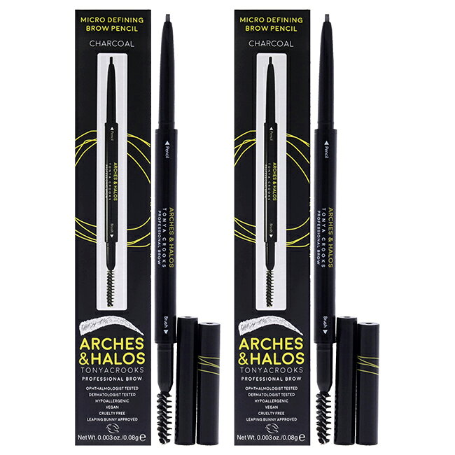  Micro Defining Brow Pencil - Charcoal by Arches and Halos for Women - 0.003 oz Eyebrow Pencil - Pack of 2
