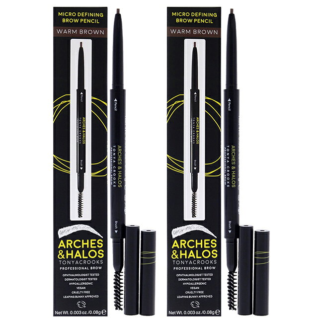  Micro Defining Brow Pencil - Warm Brown by Arches and Halos for Women - 0.003 oz Eyebrow Pencil - Pack of 2