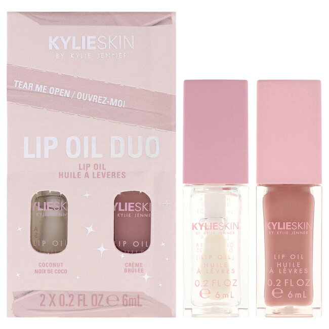 my limited-edition lip oil set includes two lip oils in fan-favorite scents. this set features a clear coconut lip oil and a creme brulee lip oil that leaves a subtle, natural nude wash of color. with a rich, conditioning texture.my limited-edition lip oil set includes two lip oils in fan-favorite scents. this set features a clear coconut lip oil and a creme brulee lip oil that leaves a subtle, natural nude wash of color. with a rich, conditioning texture.