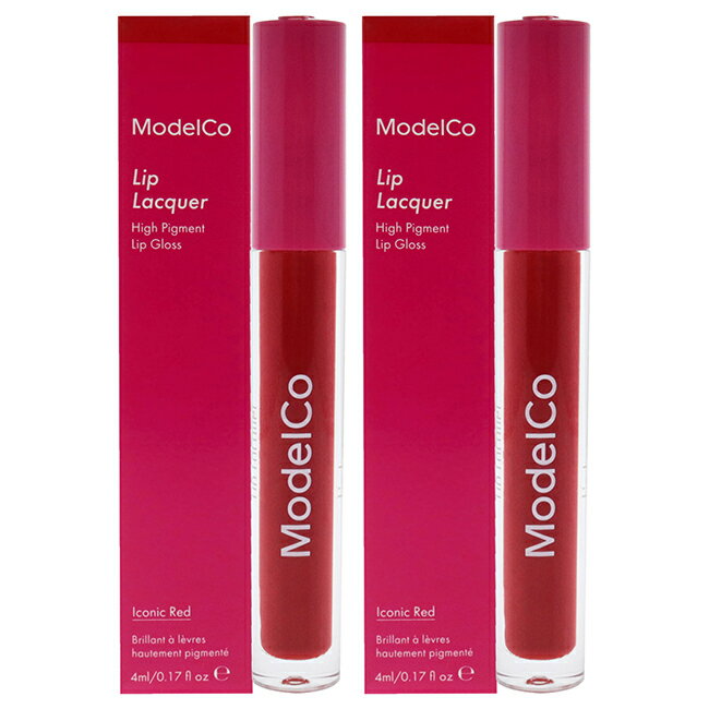  Lip Lacquer - Iconic Red by ModelCo for Women - 0.17 oz Lip Gloss - Pack of 2