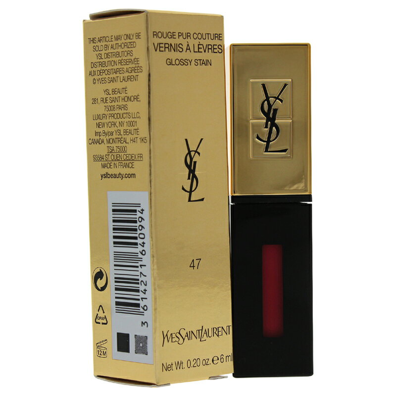 【正規品】【送料無料】 Yves Saint Laurent Rouge Pur Couture Vernis A Levres Glossy Stain - 47 Carmin Tag 0.2oz イヴサンローラン ルージュ ピュール クチュール ヴェルニ A レブル グロッシー ステイン 【海外直送】
