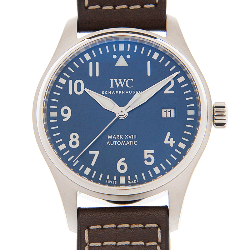[新品]IWCパイロットウォッチマークXVIIIプティプランスIW327010ステンレス/ブラウンレザーブルー文字盤自動巻き40mm腕時計