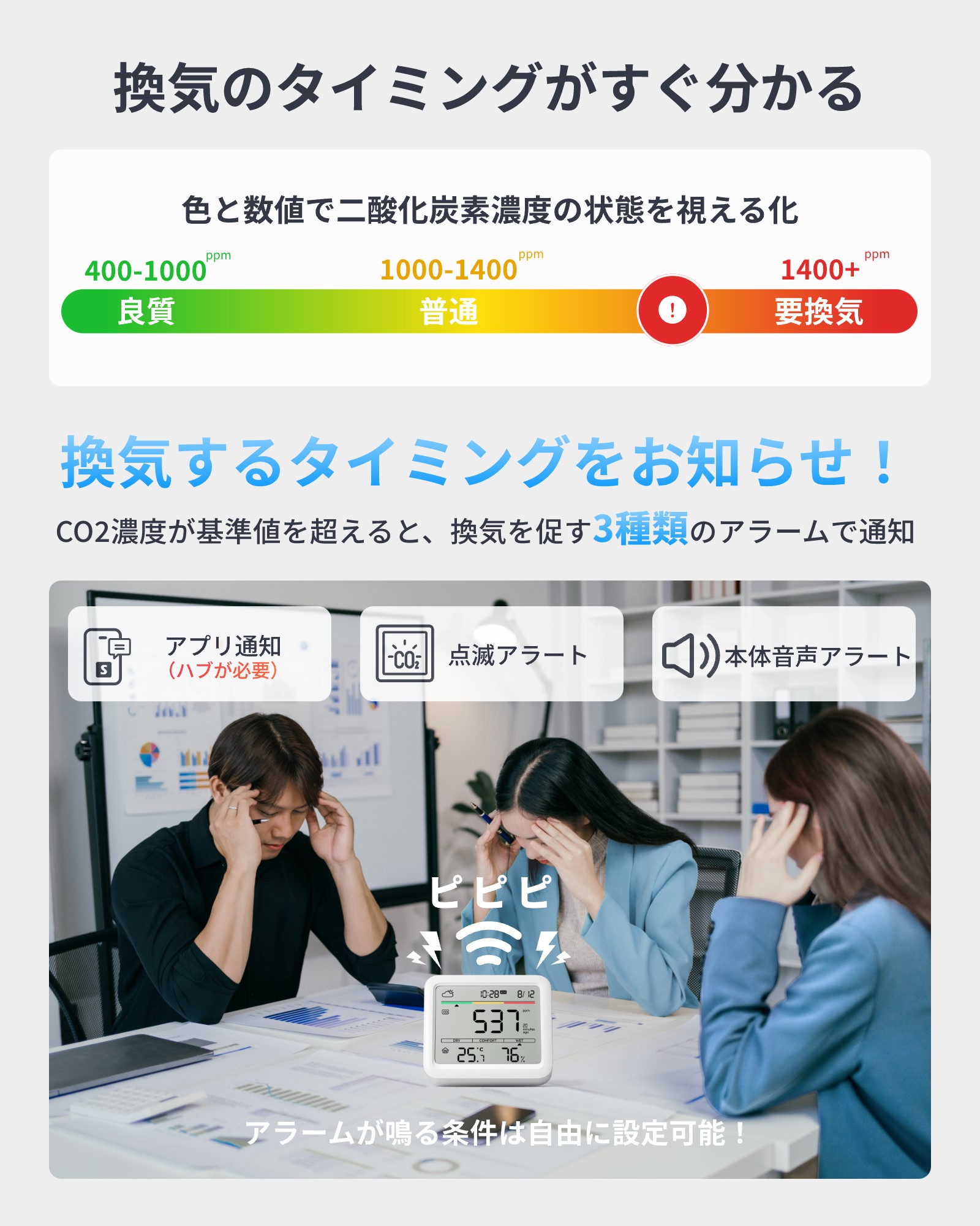【300万ポイント抽選】【マラン期間値下げ】【お買い得セット】【SwitchBot CO2センサー +ハブ2】【自動エアコン換気対策】二酸化炭素濃度計 温湿度計 アラーム デジタル 大画面 高精度 CO2測定器 快適指数 天気予報 時計 卓上 カレンダー スマホ連動 アラート通知 3