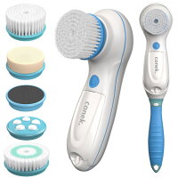 【7点セット!】conek. 6in1 電動洗顔ブラシ ボディブラシ ロング 洗顔ブラシ 防水 ビューティーローラー 軽石 など付属品多数 スピード調節機能付き 毛穴 角質 ケア クレンジング 男女兼用 スキンケア マッサージ 美肌 母の日