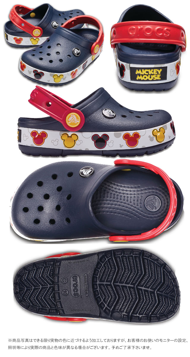 【あす楽】【送料無料】クロックス crocs クロックバンド ミッキー ファン ラブ ライツ キッズ 光る靴 サンダル 204994 男の子 女の子 410 Navy 6X0 Candy Pink ディズニー Disney evid o-sg /- |4