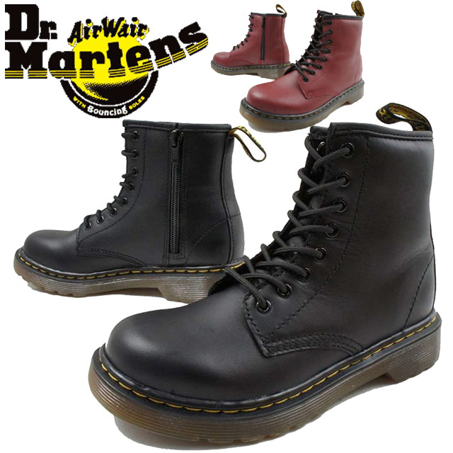 送料無料 ドクターマーチン Dr.Martens デラニー 男の子 女の子 子供靴 キッズ ジュニア ブーツ 15382001 15382601 DELANEY レースアップブーツ カジュアルシューズ 8ホールブーツ 2色 ブラック チェリーレッド