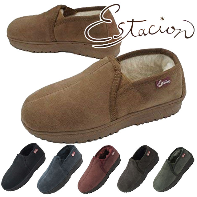＼ポイント8倍／送料無料 エスタシオン Estacion レディース ムートン スリッポン A808 リアルムートン 黒 キャメル ブラウン ワイン ネイビー カーキ テレワーク 在宅勤務のサムネイル