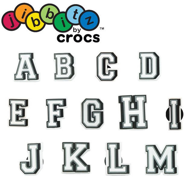【あす楽】クロックス crocs ジビッツ jibbitz letter キッズ メンズ レディース アルファベット A〜M ラバークロッグ用アクセサリー シューチャーム evid /-