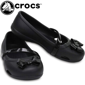 【あす楽】クロックス crocs リボン サンダル キッズ ジュニア 女の子 204028-001 黒 ブラック パンプス バレエシューズ フラットシューズ ストラップシューズ カジュアル フォーマル アクアシューズ マリンシューズ リナ フラット K evid /- |3