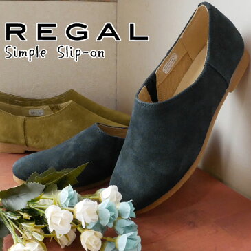 【あす楽】【送料無料】リーガル レディース REGAL スリッポン 本革 レザー F78K 甲深 ローヒール パンプス フラットシューズ ネイビー オリーブ evid o-sg |5