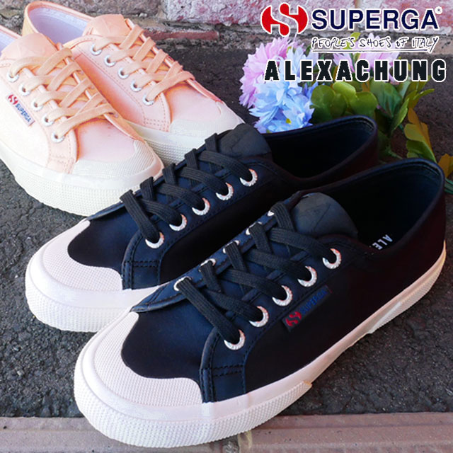 スペルガ ＼ポイント8倍／スペルガ SUPERGA スニーカー レディース 2294-SATINW ローカット カジュアルシューズ ALEXA CHUNG コラボモデル 靴 サテン S00G8K0 ブラック 黒 ピンク 送料無料 あす楽 evid