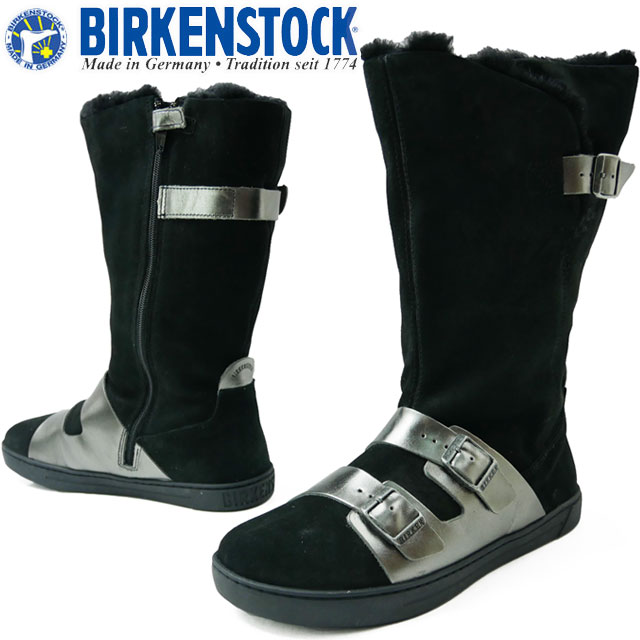 【あす楽】 ビルケンシュトック BIRKENSTOCK ダンバリー ブーツ 【送料無料】レディース ノーマル幅 ロングブーツ ロング丈 ボア付き ファスナー付き スエード 靴 ブラック 黒 1001012 evid2