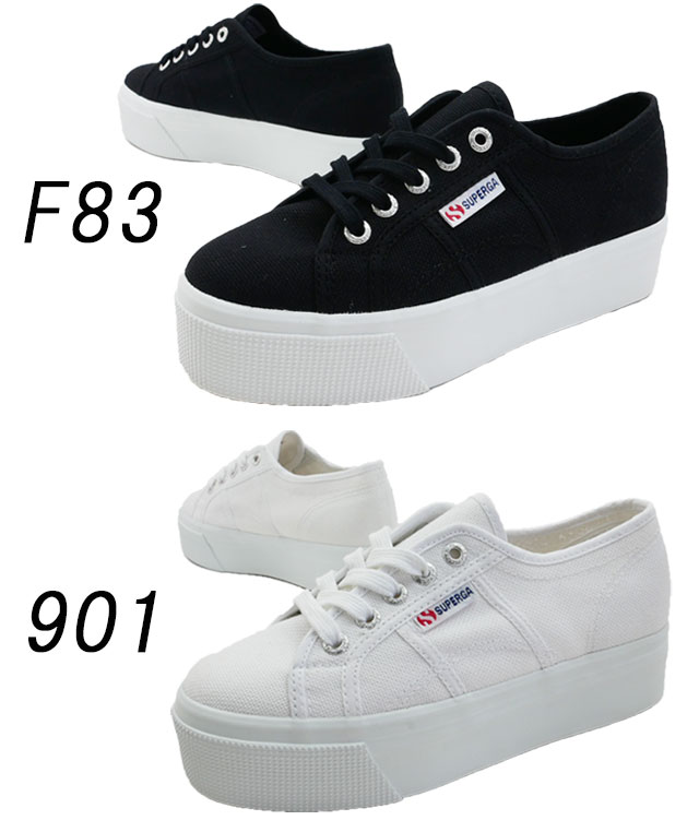 【あす楽】【送料無料】スペルガ SUPERGA レディース スニーカー 2790 A COT W ライン アップアンドダウン ローカット 厚底スニーカー プラットフォーム 靴 F83 ブラック-Fホワイト 黒 901 ホワイト 白 S0001L0 evid2
