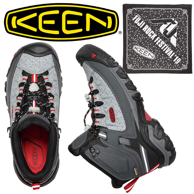 【あす楽】キーン KEEN レディース トレッキングシューズ ターギー イーエックスピー ミッド SP WP ハイキングシューズ アウトドア 防水 ミッドカット 靴 ストーン/ファイアーレッド 1021805 【送料無料】 evid