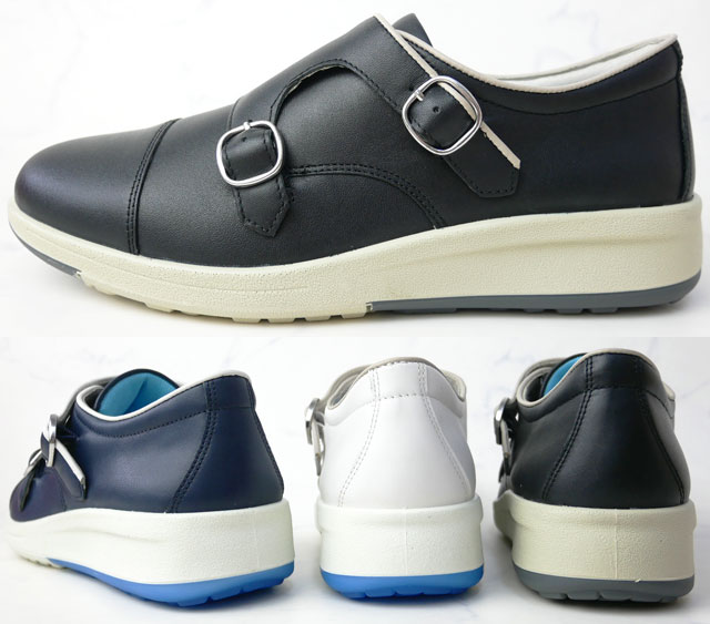 【あす楽】アキレス Achilles ソルボC メンズ 厚底スニーカー スリッポン ダブルモンク コンフォートシューズ 本革 ローカット ワイズ3E 靴 ブラック 黒 ネービー ホワイト 白 ASM3920 【送料無料】 evid o-sg /-