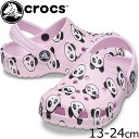 ＼ポイント2倍／クロックス crocs 女の子 子供靴 ベビー キッズ ジュニア クロッグサンダル クラシック パンダ プリント クロッグ k カジュアルシューズ コンフォートシューズ 6GD バレリーナピンク 206999 あす楽 evid2