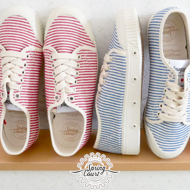 \ポイント8倍/スプリングコート SPRING COURT レディース スニーカー G2 ストライプス リネン V ローカット カジュアルシューズ 靴 VG2S...