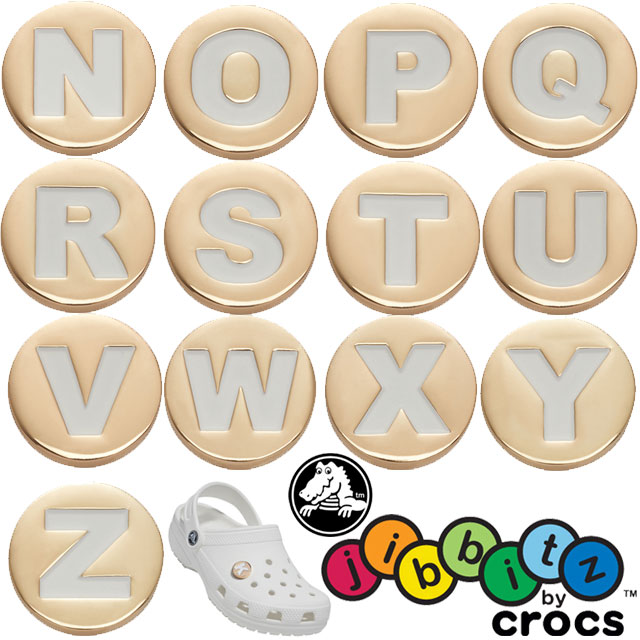 クロックス crocs ジビッツ Jibbitz ゴールドレター アクセサリー シューチャーム ラバークロック用アクセサリー アルファベット N～Z evid m-sg