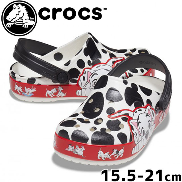 【あす楽】クロックス crocs 男の子 女の子 子供靴 キッズ ジュニア クロッグサンダル ファン ラブ 101 ダルメシアンズ クロッグ k コンフォートサンダル 101匹わんちゃん ディズニー 207193-100 ホワイト 白 【送料無料】 evid |5