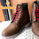 ティンバーランド Timberland メンズ ブーツ 6インチ プレミアム ウォータープルーフブーツ 防水 ショートブーツ アンクルブーツ カジュアルシューズ 靴 TB0A2GJ8 ダークブラウンヌバック W レッド 送料無料 あす楽 evid