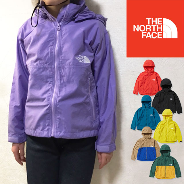 ザ・ノースフェイス THE NORTH FACE ウインドブレーカー キッズ ジュニア コンパクトジャケット キッズ NPJ22210 パーカー フード アウター 男の子 女の子 子供服 UVカット トップス 上着 防寒 防風 撥水 アウトドア キャンプ  evid /-