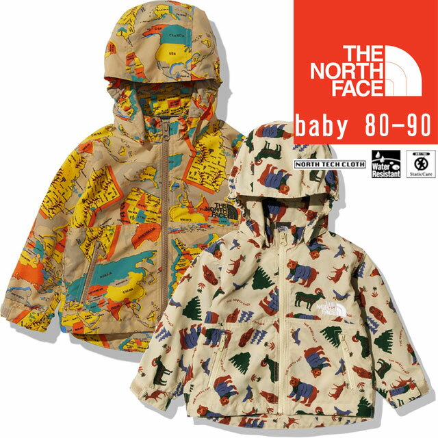 【あす楽】ザ・ノースフェイス THE NORTH FACE ウインドブレーカー キッズ ベビー ノベルティコンパクトジャケット パーカー フード アウター 男の子 女の子 子供服 トップス 上着 防寒 防風 撥水 地図 プリント アウトドア キャンプ 【送料無料】 evid