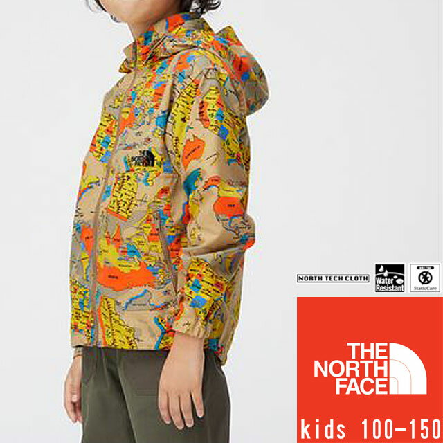 【あす楽】ザ・ノースフェイス THE NORTH FACE ウインドブレーカー キッズ ジュニア ノベルティコンパクトジャケット NPJ22211 パーカー フード アウター 男の子 女の子 子供服 トップス 上着 防寒 防風 撥水 静電気 地図 プリント アウトドア キャンプ 【送料無料】 evid