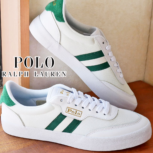 ポロ ラルフローレン スニーカー メンズ ＼ポイント8倍／ポロ ラルフローレン POLO RALPH LAUREN スニーカー メンズ コート VLC SK VLC カジュアルシューズ キャンバススニーカー ローカット 白 ホワイト/グリーン RB88 送料無料 あす楽 evid