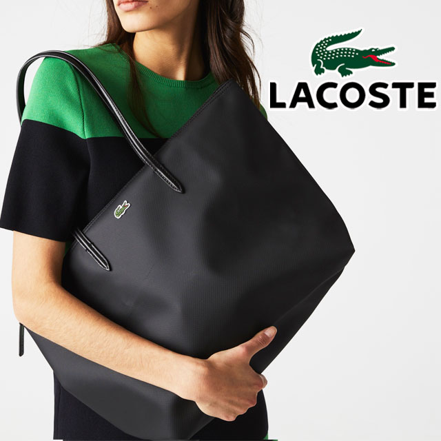 【あす楽】ラコステ LACOSTE ショルダーバッグ メンズ レディース L.12.12 プチピケ ラージ トートバッグ 肩掛け ロゴ シンプル 黒 ブラック カジュアル 通勤 ショッピング ワニ 鰐 NF1888X 【送料無料】 evid