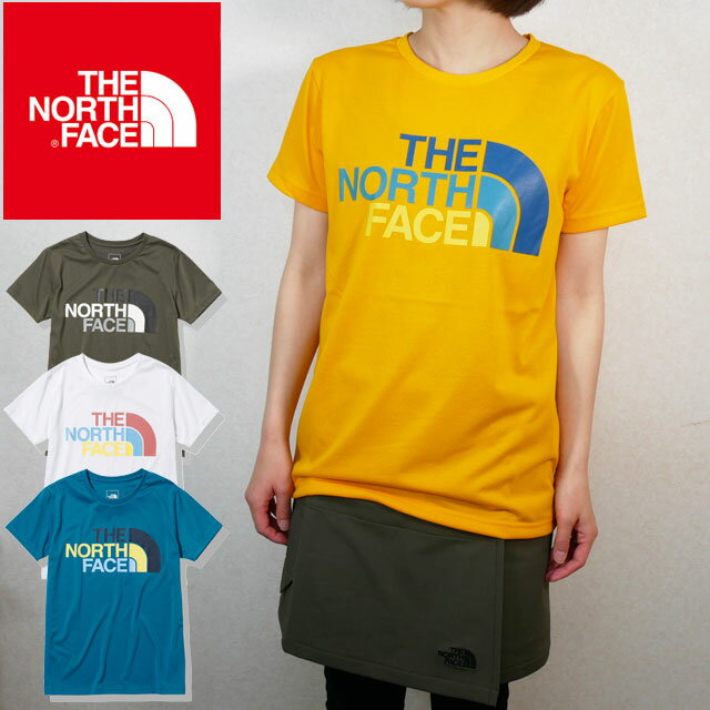 ザ・ノースフェイス THE NORTH FACE Tシャツ レディース NTW32134 ショートスリーブカラフルロゴティー クルーネック 丸首 半袖 カットソー 可愛い 速乾 トップス アウトドア キャンプ アパレル 白 カーキ 黄色 青 【メール便送料無料】evid |3