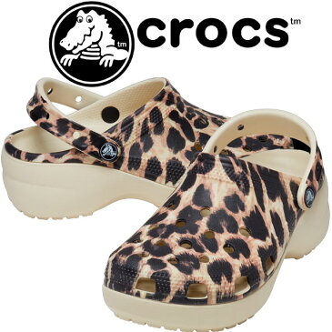 【あす楽】クロックス crocs メンズ レディース サンダル クラシック プラットフォーム アニマル リミックス クロッグ w 厚底サンダル カジュアルシューズ レオパード柄 207844 2Y4 ボーン/レオパード ヒョウ柄 【送料無料】 テレワーク 在宅勤務 evid 【p】 |6