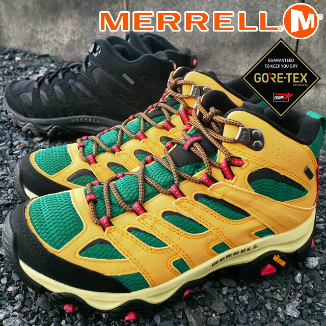 楽天シューマートワールドメレル MERRELL メンズ ハイキングシューズ モアブ 3 シンセティック ミッド ゴアテックス 防水 トレッキングシューズ アウトドア ミッドカット 靴 J500249 トリプルブラック 黒 J500251 イエロー 送料無料 あす楽 evid