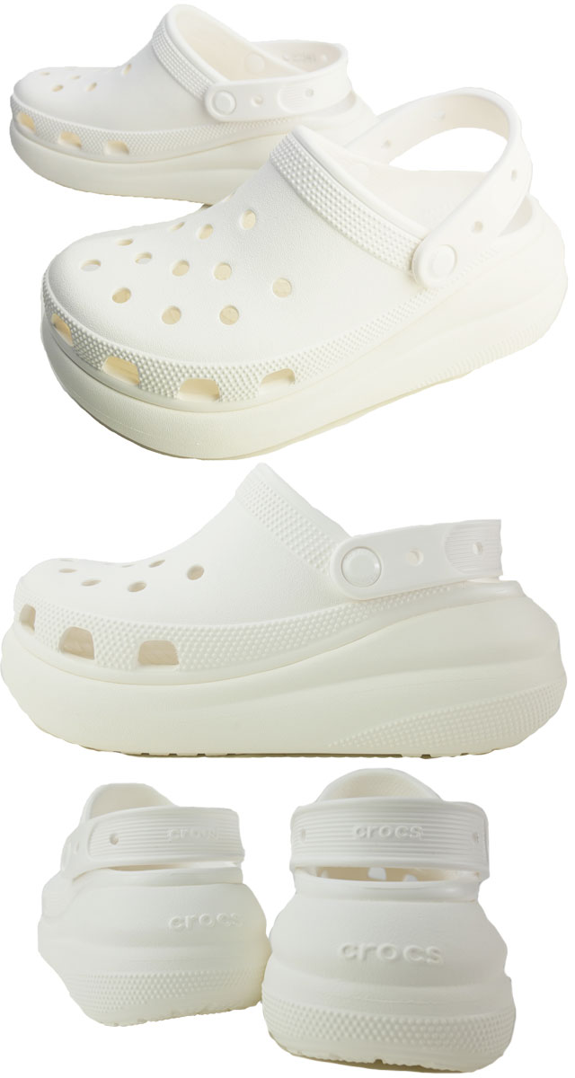 【あす楽】 クロックス crocs レディース サンダル クラシック クラッシュクロッグ 厚底サンダル クロッグサンダル カジュアルシューズ コンフォートサンダル 207521 100 ホワイト 白 靴 【送料無料】 テレワーク 在宅勤務 evid 【p】