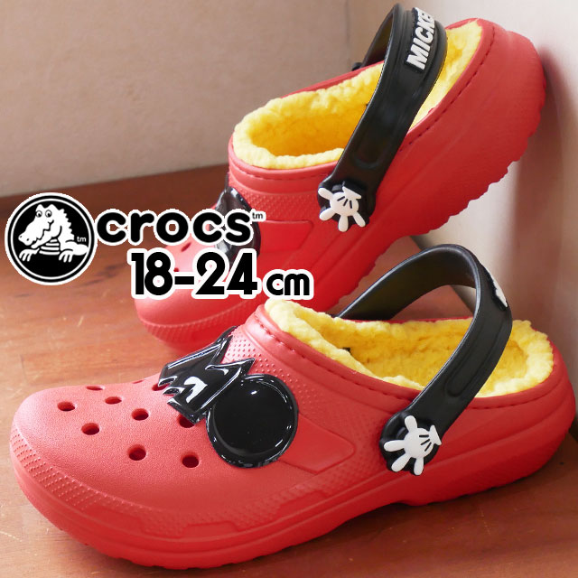 楽天シューマートワールド＼最大5％クーポン有／クロックス crocs 男の子 女の子 子供靴 キッズ ジュニア サンダル クラシックラインド ディズニー ミッキーマウス クロッグサンダル サボサンダル カジュアルシューズ 208104 063 ブラック/レッド 送料無料 あす楽 evid2