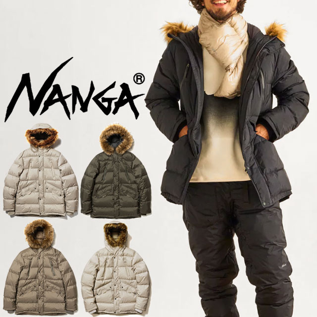 ＼最大500円OFFクーポン有／ナンガ NANGA メンズ オーロラ ダウン ハーフコート アウター ジャケット アパレル 上着 N1AX 防水 防風 保温 防寒 アウトドア 長袖 服 フード付き ファー付き 日本…