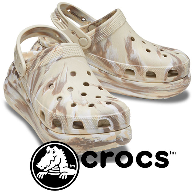 クロックス 送料無料 クロックス crocs レディース クロッグサンダル クラシック クラッシュ マーブル クロッグ 厚底サンダル サボサンダル カジュアルシューズ チャンキーソール 208265-2Y3 ボーン/マルチ 靴 あす楽 evi