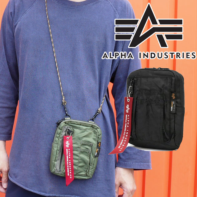 アルファインダストリーズ バッグ メンズ アルファ インダストリーズ ALPHA INDUSTRIES ミニバッグ メンズ レディース TZ1068 コーデュラ ポケットサコッシュ ミニショルダーポーチ ミニポーチ 斜め掛け 薄型 小さめ コンパクト 小物 アウトドア キャンプ フェス ミリタリー 黒 カーキ evid メール便送料無料