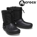 クロックス キッズ ウィンターブーツ 雪道対応 男の子 スノーシューズ 女の子 スノーブーツ 防寒 子供靴 黒 冬靴 クラシックラインド ネオ パフブーツ k ...