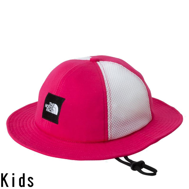 ザ・ノース・フェイス 帽子 キッズ ジュニア NNJ02002 スクエアロゴメッシュハット 女の子 ハット メッシュ 紫外線対策 熱中症対策 あご紐 日除け アウトドア キャンプ 遠足 公園 外遊び ピンク メール便送料無料 evid o-sg