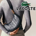 ラコステ ショルダーバッグ レディース NF4710 マヘキ レザーショルダーバッグ 肩掛け 斜め掛け バック BAG ムーンバッグ 小物 わに 鰐 モノグラム お出かけ プレゼント 型押し 鞄 黒 evid m-sg