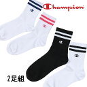 チャンピオン 靴下 レディース CWSBA101 2足組 ロークルーソックス ノンパイル socks くつ下 ウィメンズ くつした ワンポイント ロゴ プリント クルー丈 カラフル ライン スポーツ 白 ピンク 紺 黒 最強翌日配送 evid