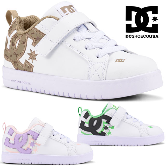 ディーシーシューズ スニーカー キッズ 男の子 コートグラフィック ライト EV ジュニア 女の子 ローカット ベルクロ カジュアルシューズ マジックテープ D...