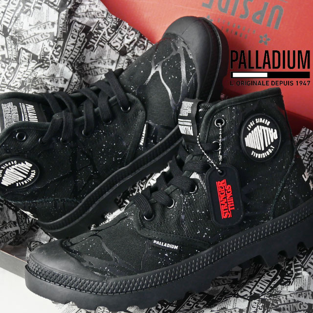 ＼最大5％クーポン有／パラディウム ストレンジャーシングス コラボモデル ハイカット スニーカー メンズ パンパ ハイ トンネル アップサイド・ダウン カジュアルシューズ キャンバスシューズ 04626 008 ブラック 黒 靴 送料無料 最強翌日配送 evid